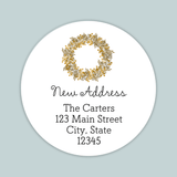 Rustic Natural Wreath - We've Moved Round Address Label - The Note House