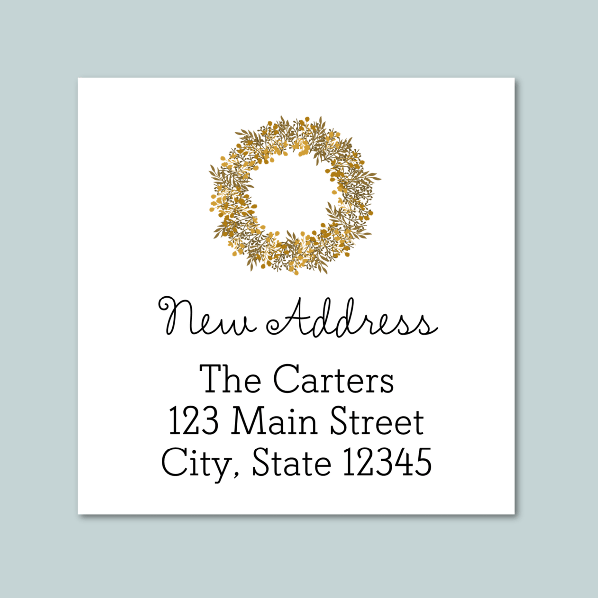Rustic Natural Wreath - We've Moved Square Address Label - The Note House