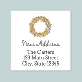 Rustic Natural Wreath - We've Moved Square Address Label - The Note House