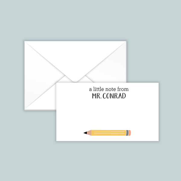 School Pencil - Personalized Gift Enclosure - The Note House