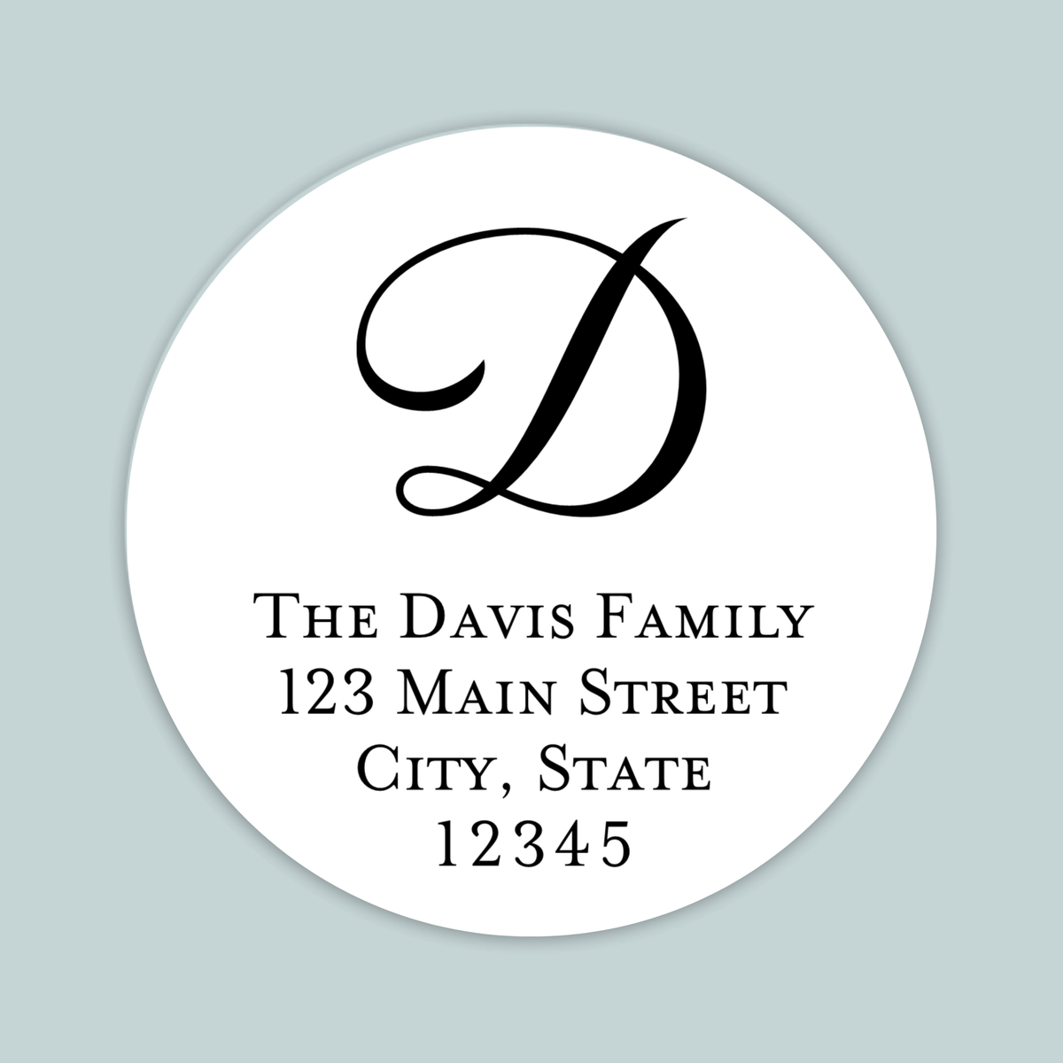 Script Initial - Round Address Label - The Note House
