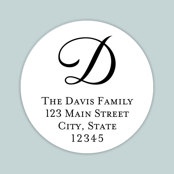 Script Initial - Round Address Label - The Note House