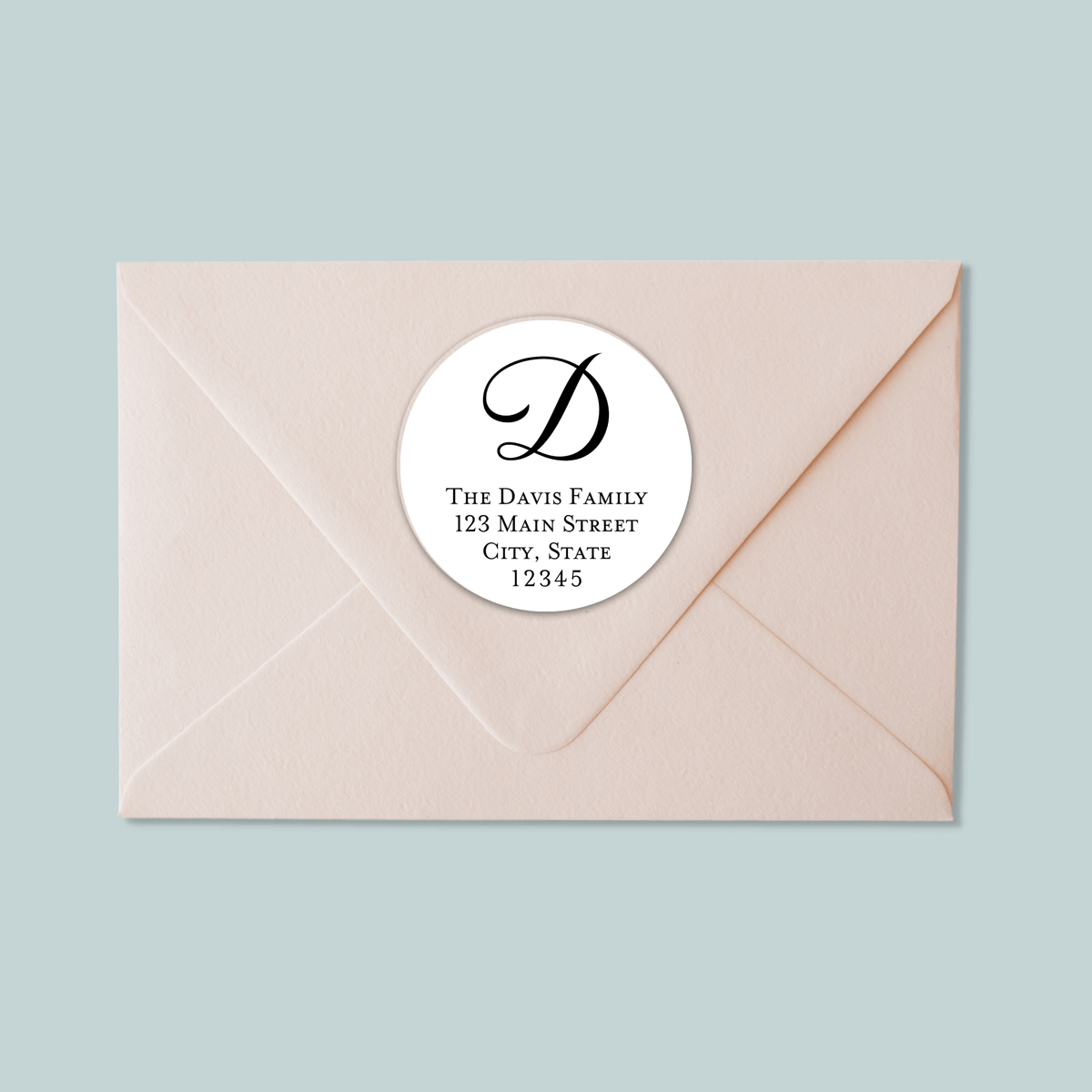 Script Initial - Round Address Label - The Note House