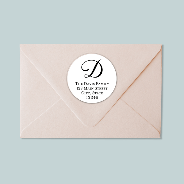 Script Initial - Round Address Label - The Note House