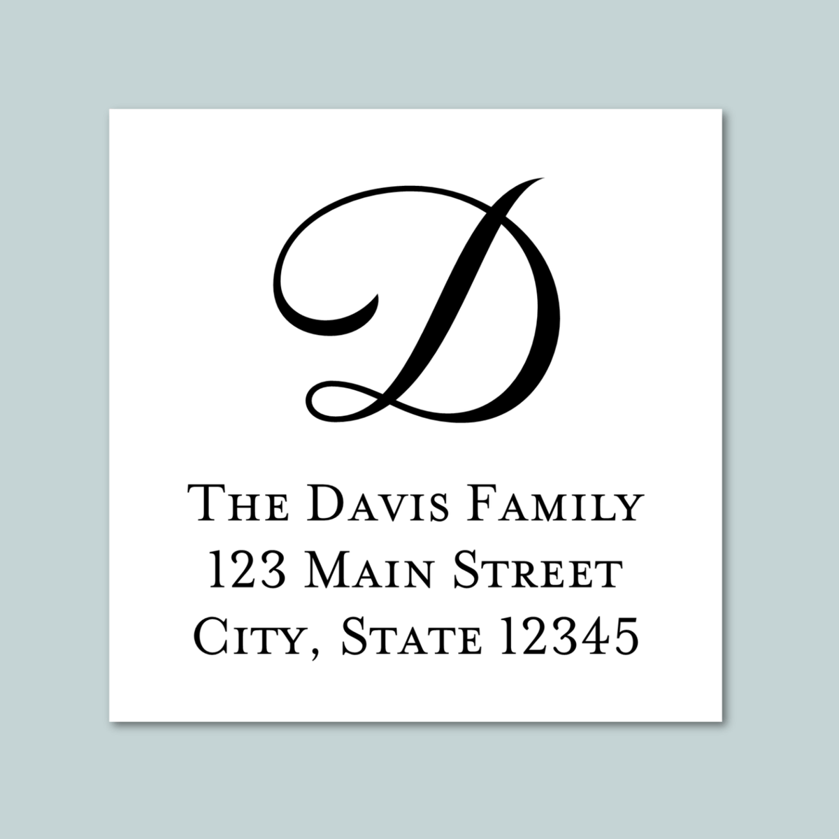 Script Initial - Square Address Label - The Note House