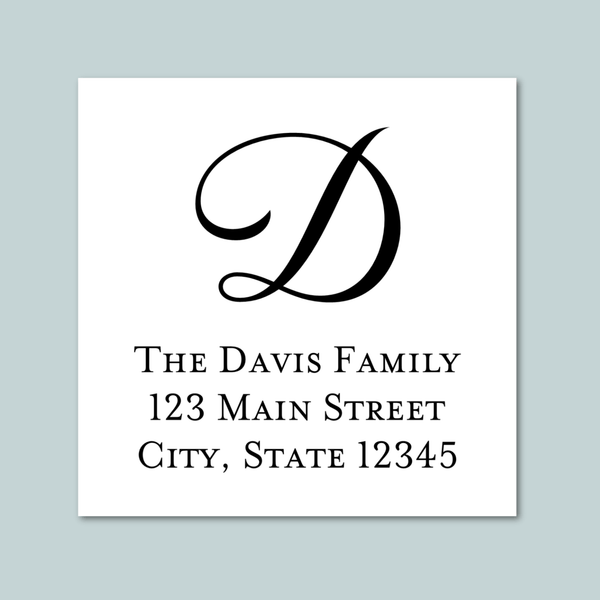 Script Initial - Square Address Label - The Note House