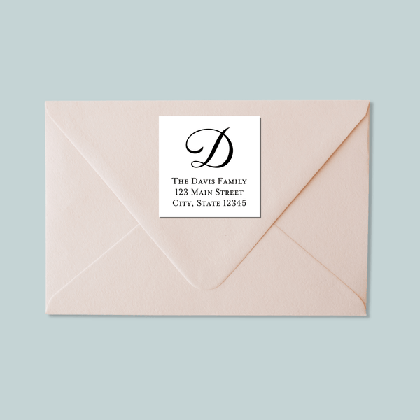 Script Initial - Square Address Label - The Note House