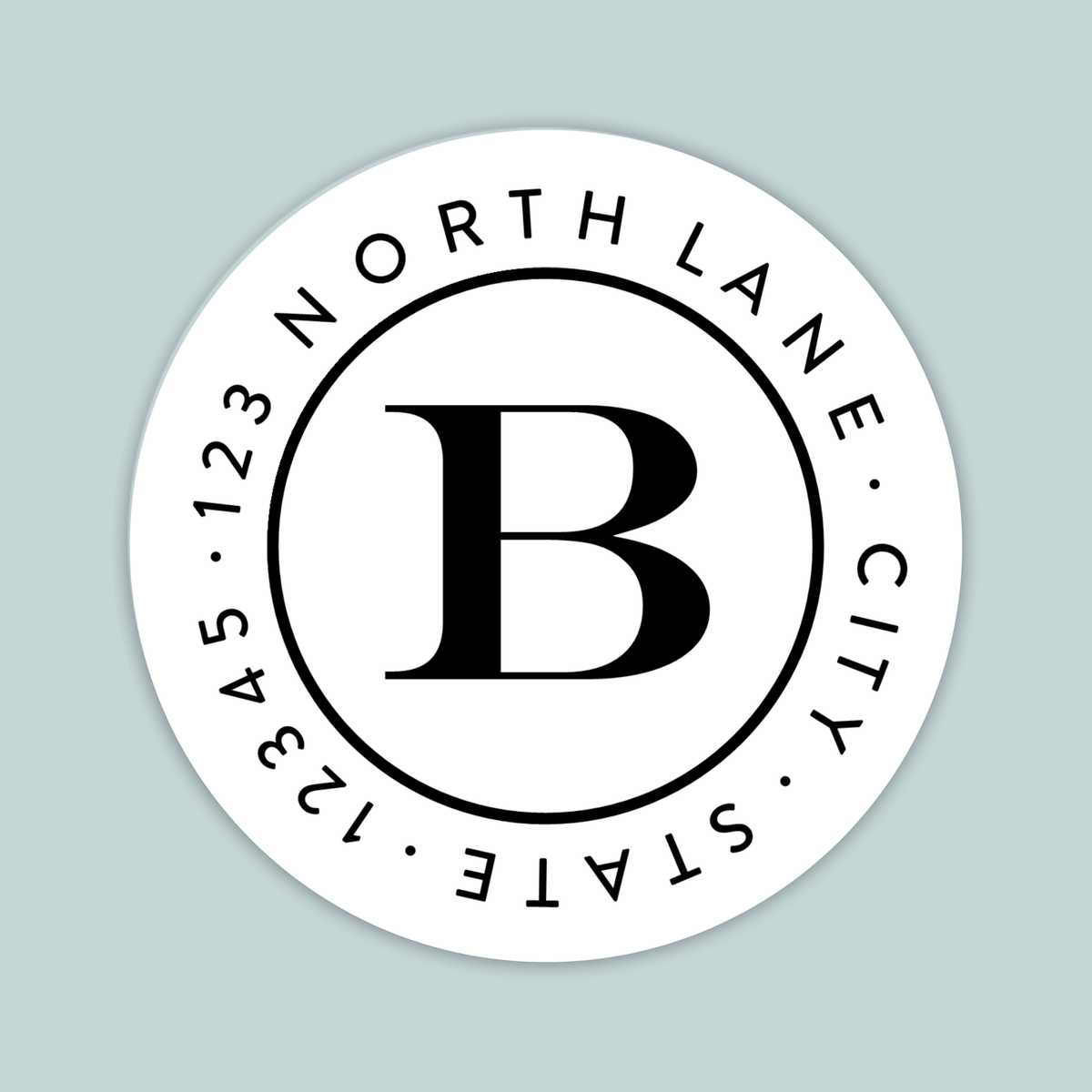 Simple Block Initial - Round Address Label - The Note House