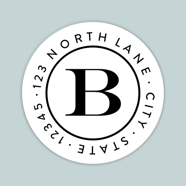 Simple Block Initial - Round Address Label - The Note House
