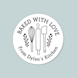 Simple Kitchen - Personalized Round Baking Gift Sticker - The Note House