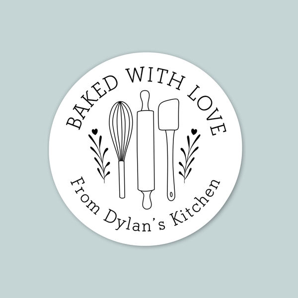 Simple Kitchen - Personalized Round Baking Gift Sticker - The Note House