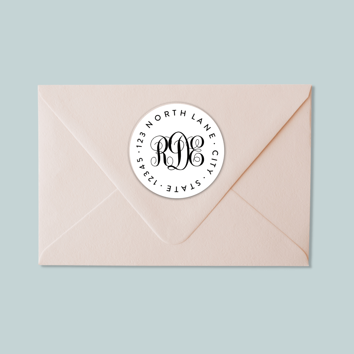 Simple Monogram - Round Address Label - The Note House