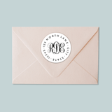 Simple Monogram - Round Address Label - The Note House