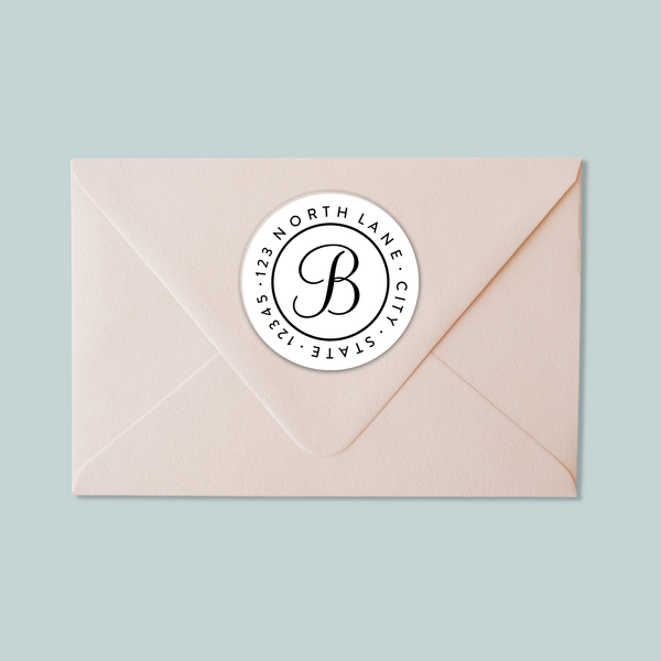 Simple Script Initial - Round Address Label - The Note House