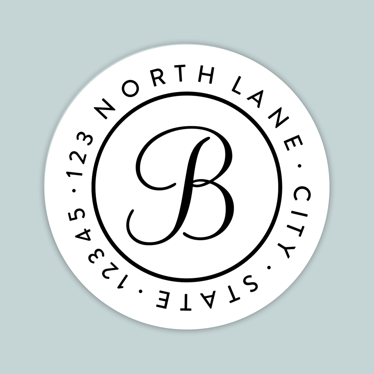 Simple Script Initial - Round Address Label - The Note House