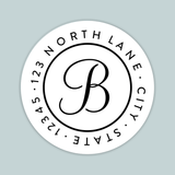 Simple Script Initial - Round Address Label - The Note House
