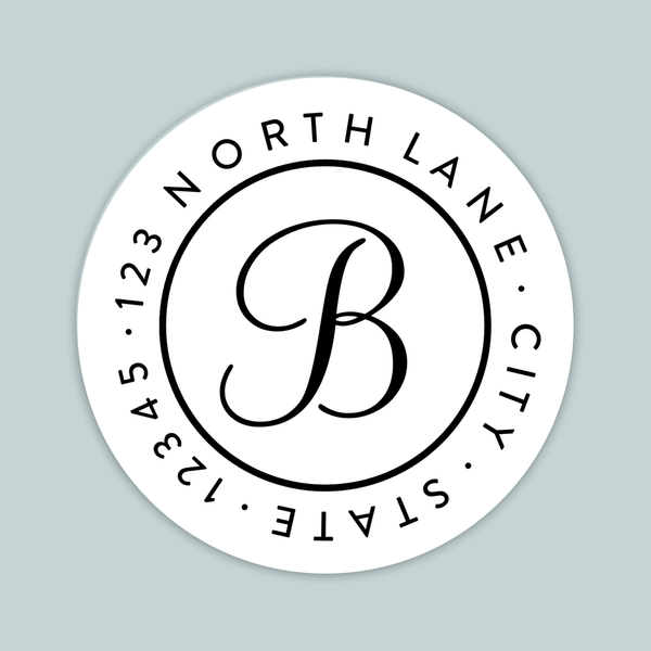 Simple Script Initial - Round Address Label - The Note House