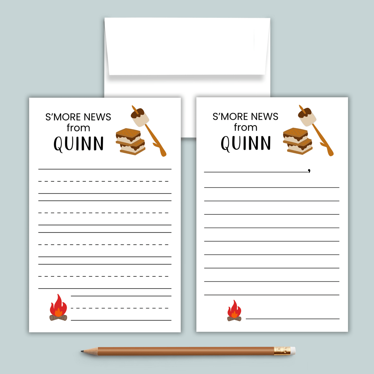 S'more Camp News - Personalized Lined Camp Stationery - The Note House
