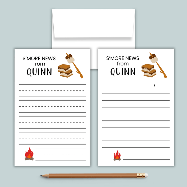 S'more Camp News - Personalized Lined Camp Stationery - The Note House