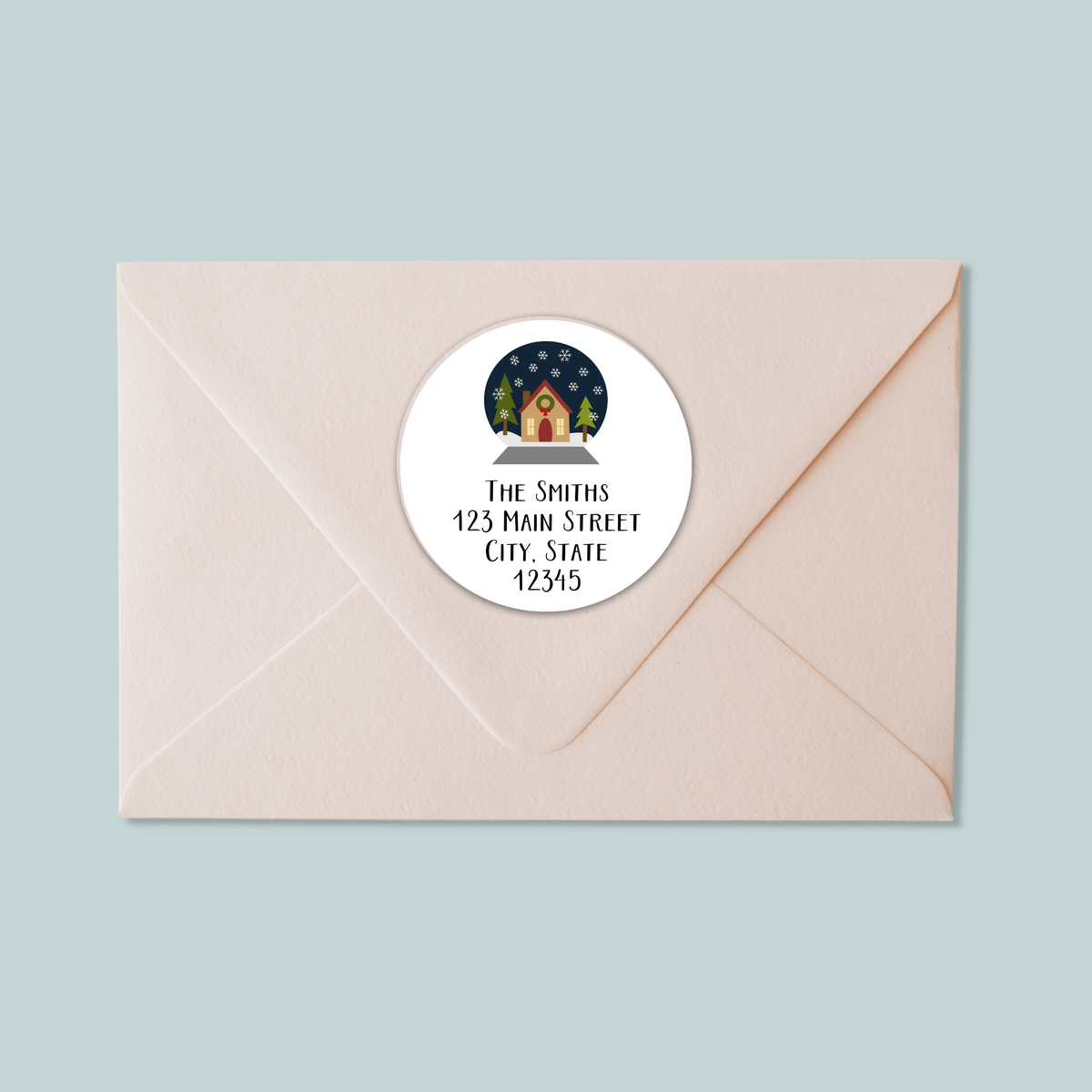 Snow Globe - Round Address Label - The Note House