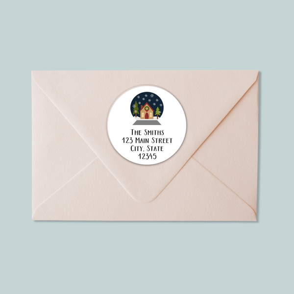 Snow Globe - Round Address Label - The Note House