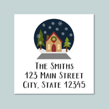 Snow Globe - Square Address Label - The Note House