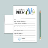 Snow Skiing - Personalized Fill - in Letter Template - The Note House