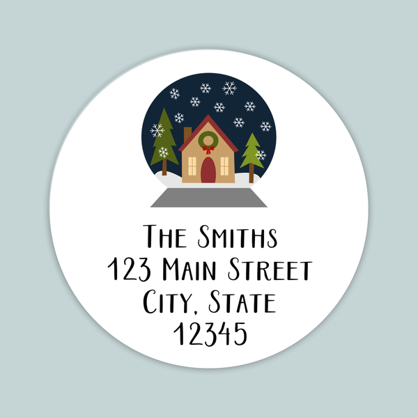 Snow Globe - Round Address Label