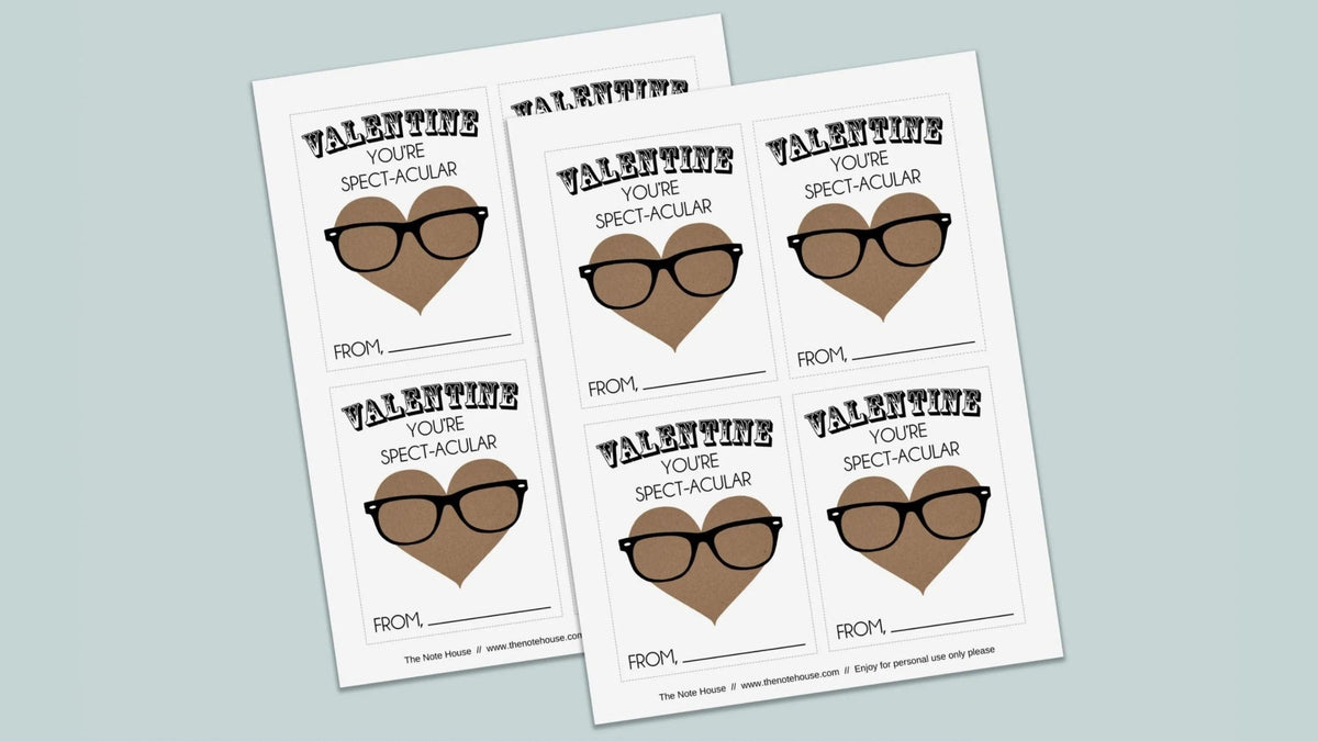 Spectacles - Classroom Valentine's Day Cards - Printable Instant Download - The Note House