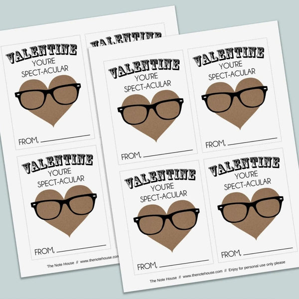 Spectacles - Classroom Valentine's Day Cards - Printable Instant Download - The Note House