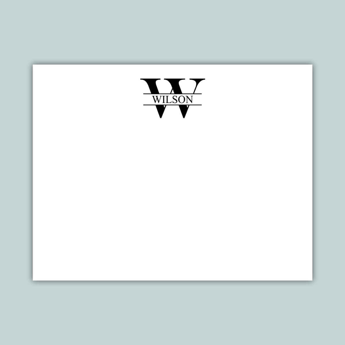 Split Monogram - Personalized Flat Note Card - The Note House