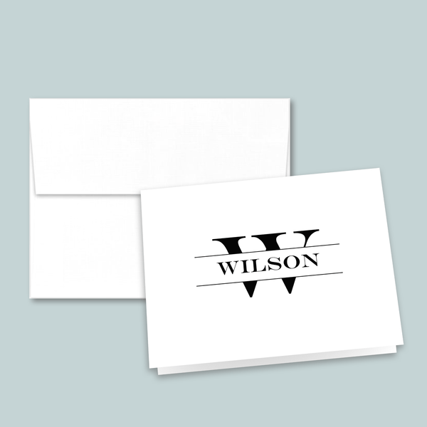 Split Monogram - Personalized Folded Note Card - The Note House