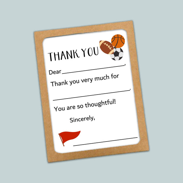 Sports - Fill - in Thank You Cards - The Note House