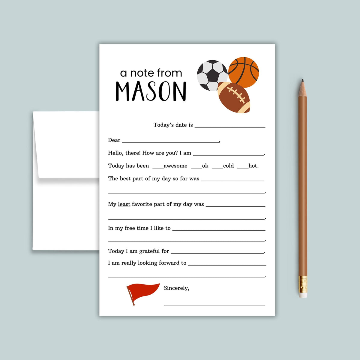 Sports - Personalized Fill - in Letter Template - The Note House