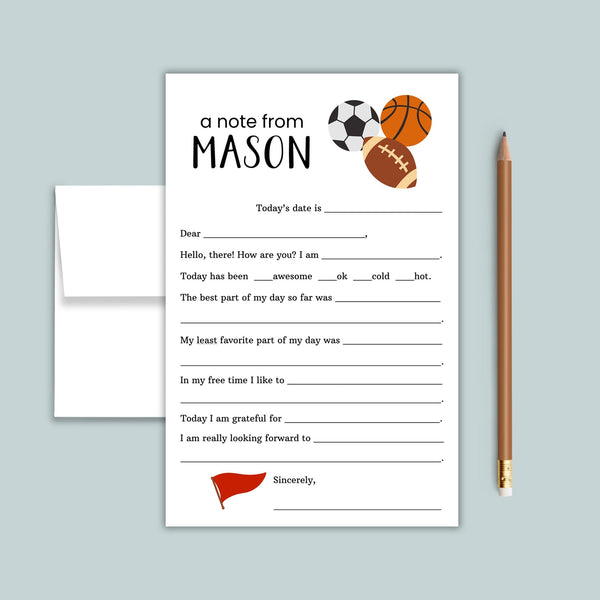 Sports - Personalized Fill - in Letter Template - The Note House