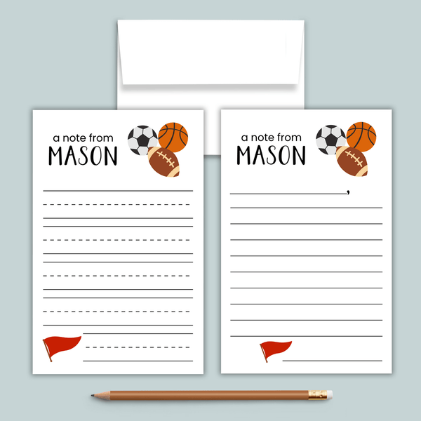 Sports - Personalized Lined Letter Template - The Note House