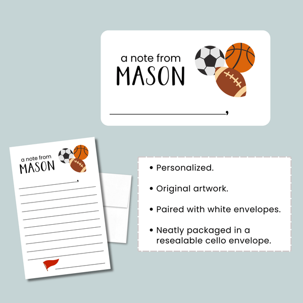 Sports - Personalized Lined Letter Template - The Note House