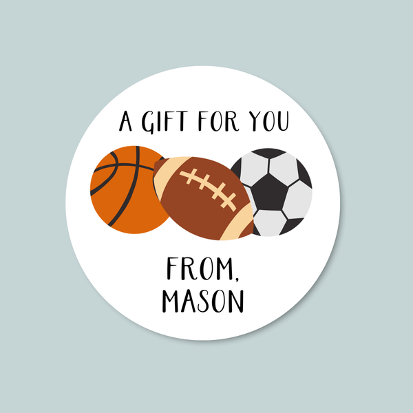 Sports - Personalized Round Gift Sticker - The Note House