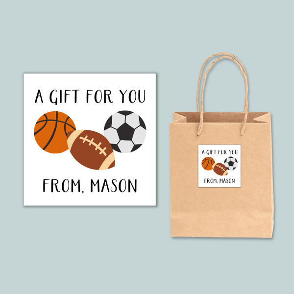 Sports - Personalized Square Gift Sticker - The Note House