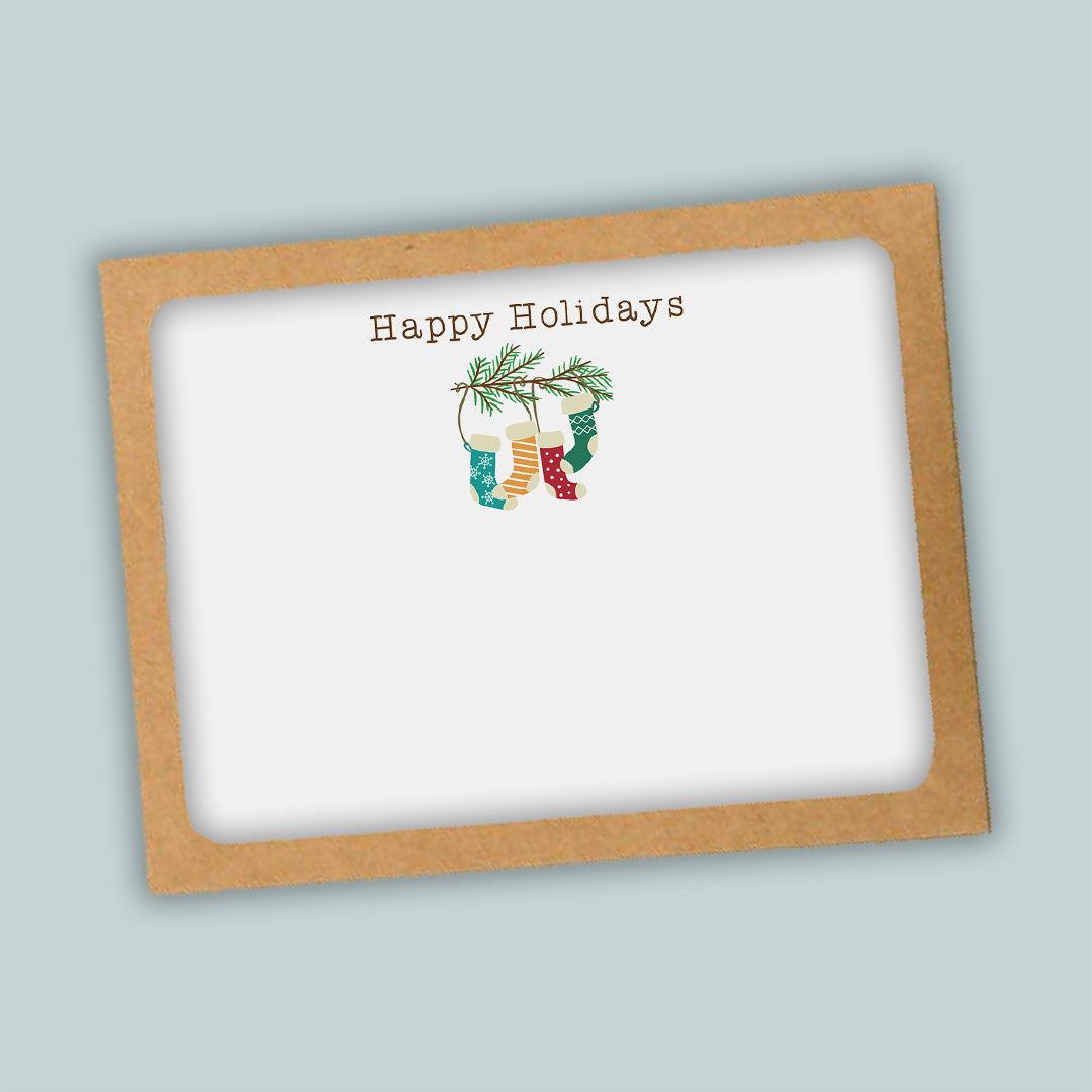 Holiday Stockings Flat Note Cards - Box of 12