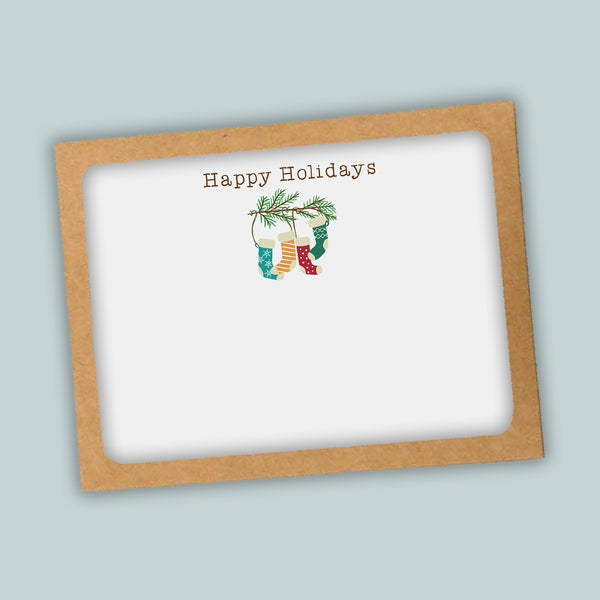 Holiday Stockings Flat Note Cards - Box of 12