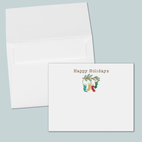 Holiday Stockings Flat Note Cards - Box of 12