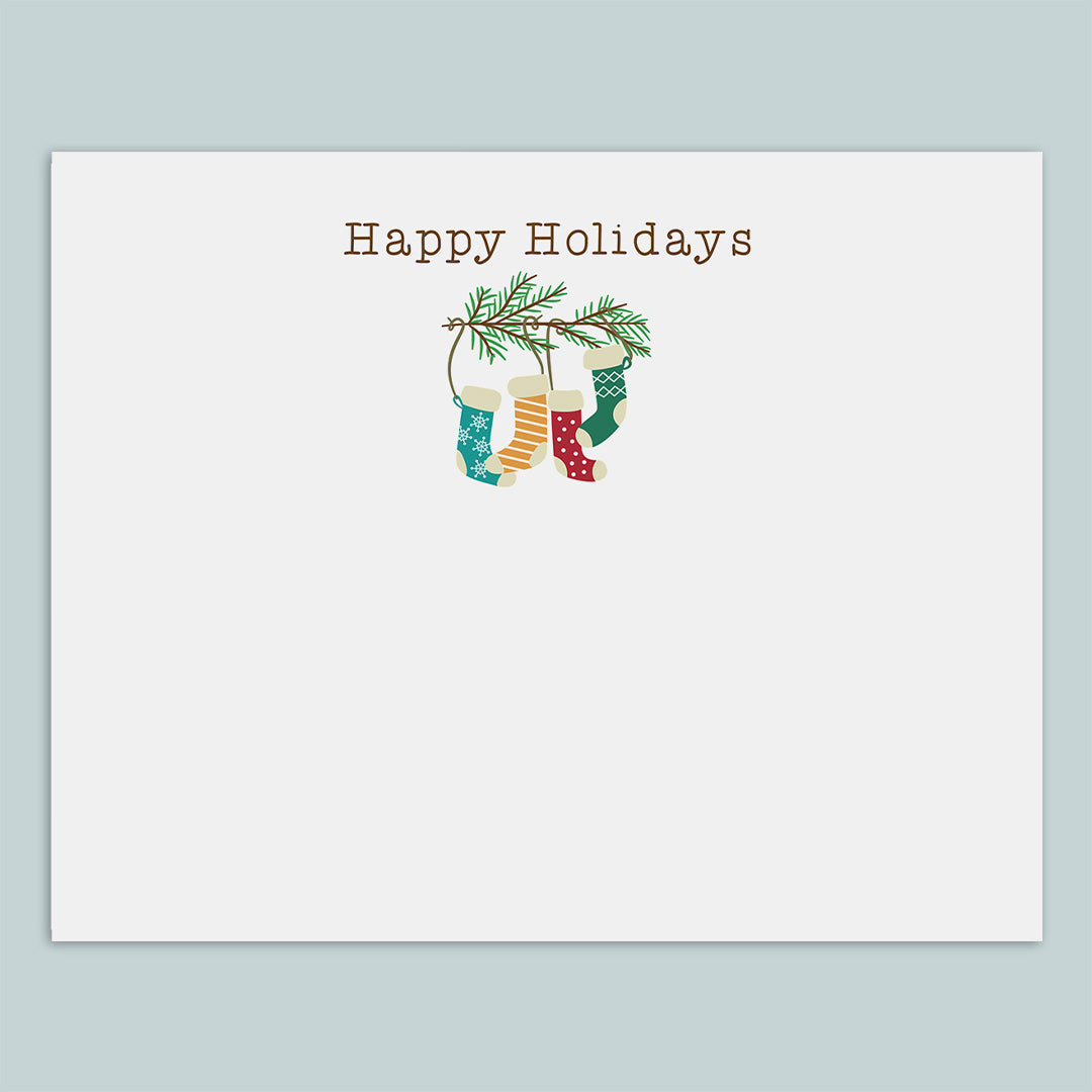 Holiday Stockings Flat Note Cards - Box of 12