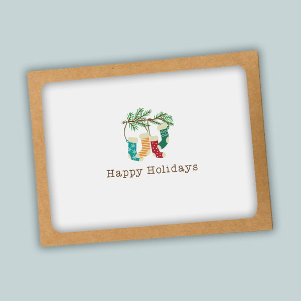 Holidays Stockings Folded Note Cards - Box of 8