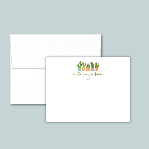 Succulents - Personalized Flat Note Card - The Note House