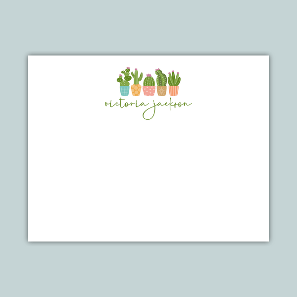 Succulents - Personalized Flat Note Card - The Note House