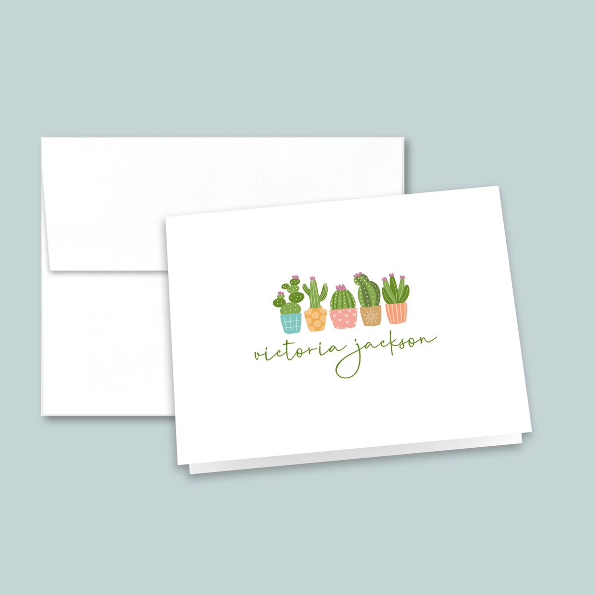 Succulents - Personalized Folded Note Card - The Note House