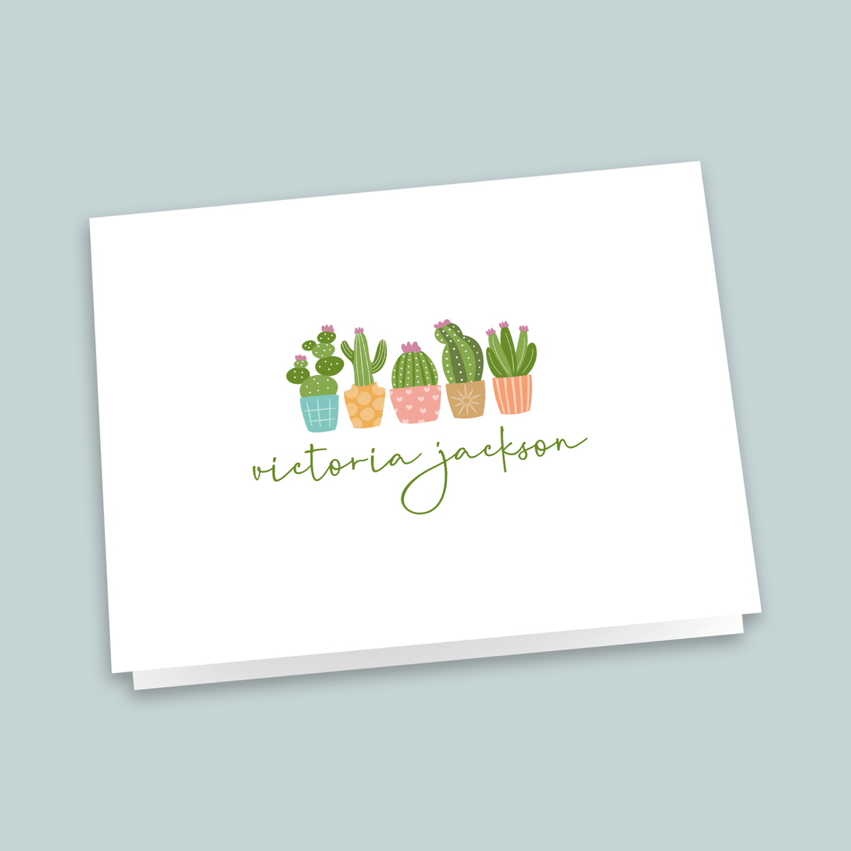 Succulents - Personalized Folded Note Card - The Note House