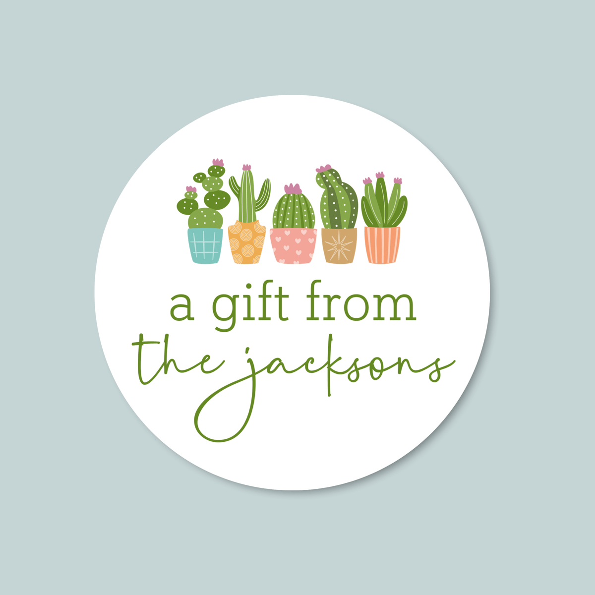 Succulents - Personalized Round Gift Sticker - The Note House