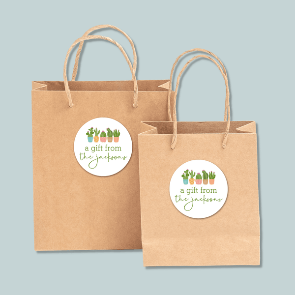 Succulents - Personalized Round Gift Sticker - The Note House